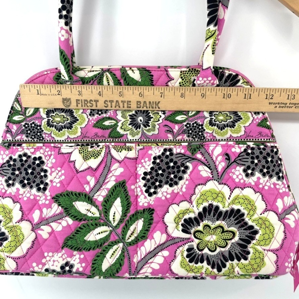 Vera Bradley Priscilla Pink Floral Bowler Bag Shoulder Bag Handbag Travel Tote - Picture 6 of 14